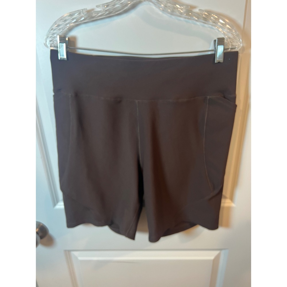 Asics Womens Athletic Shorts Tight Fit Ribbed Brown XL NWT‎